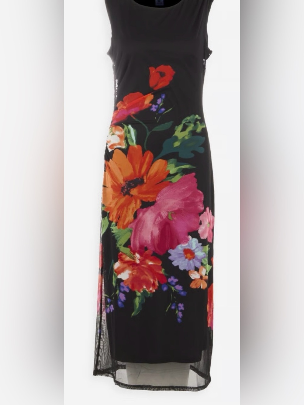 Rachel Zoe BLack Mesh Floral Maxi Dress 12